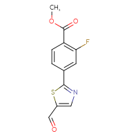 Chemical structure of methyl 2-fluoro-4-(5-formyl-1,3-thiazol-2-yl)benzoate - CSSB06587610720