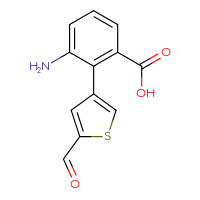 Chemical structure of 3-amino-2-(5-formylthiophen-3-yl)benzoic acid - CSSB00102699995
