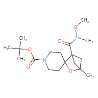 Chemical structure of tert-butyl 1-[methoxy(methyl)carbamoyl]-4-methyl-3-oxaspiro[bicyclo[2.1.1]hexane-2,4'-piperidine]-1'-carboxylate - CSSB06956486998