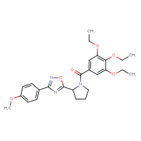 Chemical structure of 3-(4-methoxyphenyl)-5-[1-(3,4,5-triethoxybenzoyl)pyrrolidin-2-yl]-1,2,4-oxadiazole - CSSB00025804081