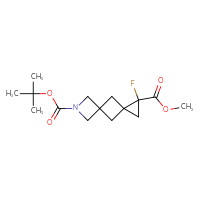 Chemical structure of 7-tert-butyl 1-methyl 1-fluoro-7-azadispiro[2.1.3⁵.1³]nonane-1,7-dicarboxylate - CSSB20620689895