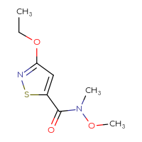 Chemical structure of 3-ethoxy-N-methoxy-N-methyl-1,2-thiazole-5-carboxamide - CSSB06744151752