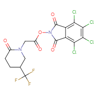Chemical structure of 4,5,6,7-tetrachloro-1,3-dioxo-2,3-dihydro-1H-isoindol-2-yl 2-[2-oxo-5-(trifluoromethyl)piperidin-1-yl]acetate - CSSB20269989378