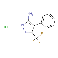 Chemical structure of 4-phenyl-3-(trifluoromethyl)-1H-pyrazol-5-amine hydrochloride - CSSB00000733981