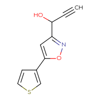 Chemical structure of 1-[5-(thiophen-3-yl)-1,2-oxazol-3-yl]prop-2-yn-1-ol - CSSB21246433293