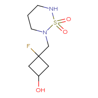 Chemical structure of 2-[(1-fluoro-3-hydroxycyclobutyl)methyl]-1λ⁶,2,6-thiadiazinane-1,1-dione - CSMB15009408535
