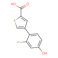 Chemical structure of 4-(2-fluoro-4-hydroxyphenyl)thiophene-2-carboxylic acid - CSSB00010139557