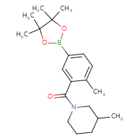 Chemical structure of 3-methyl-1-[2-methyl-5-(4,4,5,5-tetramethyl-1,3,2-dioxaborolan-2-yl)benzoyl]piperidine - CSSB02533505523