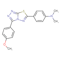 Chemical structure of 4-[3-(4-methoxyphenyl)-[1,2,4]triazolo[3,4-b][1,3,4]thiadiazol-6-yl]-N,N-dimethylaniline - CSSB00121624201