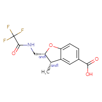 Chemical structure of rac-(2R,3S)-3-methyl-2-[(2,2,2-trifluoroacetamido)methyl]-2,3-dihydro-1-benzofuran-5-carboxylic acid - CSSB03609082653
