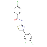 Chemical structure of 4-chloro-N-[4-(3,4-dichlorophenyl)-1,3-thiazol-2-yl]benzamide - CSSB00121659034