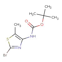 Chemical structure of tert-butyl N-(2-bromo-5-methyl-1,3-thiazol-4-yl)carbamate - CSSB00010988903