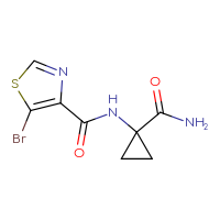 Chemical structure of 5-bromo-N-(1-carbamoylcyclopropyl)-1,3-thiazole-4-carboxamide - CSSB00094619556
