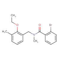 Chemical structure of 2-bromo-N-[(2-ethoxy-3-methylphenyl)methyl]-N-methylbenzamide - CSSB21432469939