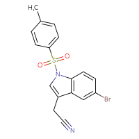 Chemical structure of 2-[5-bromo-1-(4-methylbenzenesulfonyl)-1H-indol-3-yl]acetonitrile - CSSB21332176182