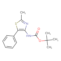 Chemical structure of tert-butyl N-(2-methyl-5-phenyl-1,3-thiazol-4-yl)carbamate - CSSB00000692050