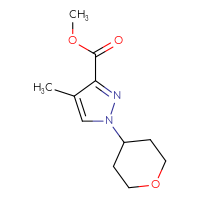 Chemical structure of methyl 4-methyl-1-(oxan-4-yl)-1H-pyrazole-3-carboxylate - CSSB01993214096