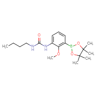 Chemical structure of 3-butyl-1-[2-methoxy-3-(4,4,5,5-tetramethyl-1,3,2-dioxaborolan-2-yl)phenyl]urea - CSSB20634225050