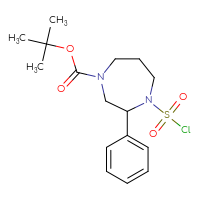 Chemical structure of tert-butyl 4-(chlorosulfonyl)-3-phenyl-1,4-diazepane-1-carboxylate - CSSB21224775292