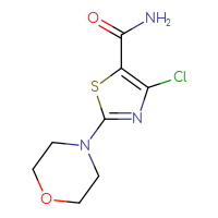 Chemical structure of 4-chloro-2-(morpholin-4-yl)-1,3-thiazole-5-carboxamide - CSSB02270738300