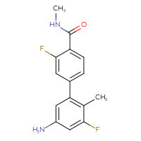 Chemical structure of 5'-amino-3,3'-difluoro-N,2'-dimethyl-[1,1'-biphenyl]-4-carboxamide - CSSB06586379971
