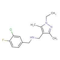 Chemical structure of [(3-chloro-4-fluorophenyl)methyl][(1-ethyl-3,5-dimethyl-1H-pyrazol-4-yl)methyl]amine - CSSB00049835007