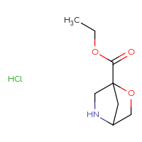 Chemical structure of ethyl 2-oxa-5-azabicyclo[2.2.1]heptane-1-carboxylate hydrochloride - CSSB21043405674