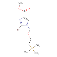 Chemical structure of methyl 2-bromo-1-{[2-(trimethylsilyl)ethoxy]methyl}-1H-imidazole-4-carboxylate - CSSB00161150390