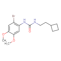 Chemical structure of 1-(2-bromo-4,5-dimethoxyphenyl)-3-(2-cyclobutylethyl)urea - CSSB02075399528