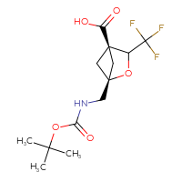 Chemical structure of (1r,4r)-1-({[(tert-butoxy)carbonyl]amino}methyl)-3-(trifluoromethyl)-2-oxabicyclo[2.1.1]hexane-4-carboxylic acid - CSSB06741647757