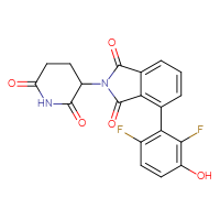 Chemical structure of 4-(2,6-difluoro-3-hydroxyphenyl)-2-(2,6-dioxopiperidin-3-yl)-2,3-dihydro-1H-isoindole-1,3-dione - CSSB06583785886