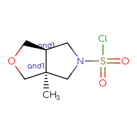 Chemical structure of rac-(3aR,6aS)-3a-methyl-hexahydro-1H-furo[3,4-c]pyrrole-5-sulfonyl chloride - CSSB06446604133