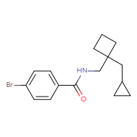 Chemical structure of 4-bromo-N-{[1-(cyclopropylmethyl)cyclobutyl]methyl}benzamide - CSSB02224181811