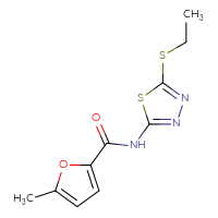 Chemical structure of N-[5-(ethylsulfanyl)-1,3,4-thiadiazol-2-yl]-5-methylfuran-2-carboxamide - CSSB00026241602