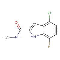 Chemical structure of 4-chloro-7-fluoro-N-methyl-1H-indole-2-carboxamide - CSSB06898507223