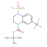 Chemical structure of tert-butyl 4-(chlorosulfonyl)-7-(trifluoromethyl)-1,2,3,4-tetrahydroquinoxaline-1-carboxylate - CSSB06641358894