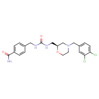Chemical structure of 4-{[({[(2S)-4-[(3,4-dichlorophenyl)methyl]morpholin-2-yl]methyl}carbamoyl)amino]methyl}benzamide - CSSB00159269216
