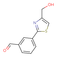 Chemical structure of 3-[4-(hydroxymethyl)-1,3-thiazol-2-yl]benzaldehyde - CSSB03219875954