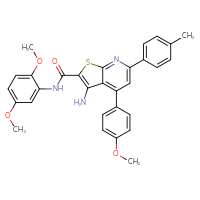 Chemical structure of 3-amino-N-(2,5-dimethoxyphenyl)-4-(4-methoxyphenyl)-6-(4-methylphenyl)thieno[2,3-b]pyridine-2-carboxamide - CSSB00121699934