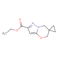 Chemical structure of ethyl 5',7'-dihydrospiro[cyclopropane-1,6'-pyrazolo[3,2-b][1,3]oxazine]-2'-carboxylate - CSSB00010775947