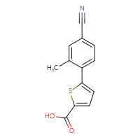 Chemical structure of 5-(4-cyano-2-methylphenyl)thiophene-2-carboxylic acid - CSSB06591650762