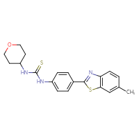 Chemical structure of 3-[4-(6-methyl-1,3-benzothiazol-2-yl)phenyl]-1-(oxan-4-yl)thiourea - CSSB21432452341