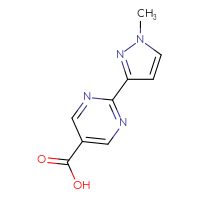 Chemical structure of 2-(1-methyl-1H-pyrazol-3-yl)pyrimidine-5-carboxylic acid - CSSB00012236200