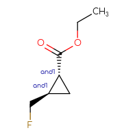 Chemical structure of rac-ethyl (1R,2R)-2-(fluoromethyl)cyclopropane-1-carboxylate - CSSB02125669468