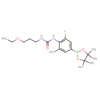 Chemical structure of 3-(3-ethoxypropyl)-1-[2-fluoro-6-methyl-4-(4,4,5,5-tetramethyl-1,3,2-dioxaborolan-2-yl)phenyl]urea - CSSB21332044898