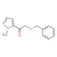 Chemical structure of 2-(benzylsulfanyl)-1-(1-methyl-1H-pyrazol-5-yl)ethan-1-one - CSSB06604765510