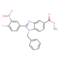 Chemical structure of methyl 1-benzyl-2-(4-fluoro-3-nitrophenyl)-1H-1,3-benzodiazole-5-carboxylate - CSSB06744555497