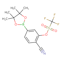 Chemical structure of 2-cyano-5-(4,4,5,5-tetramethyl-1,3,2-dioxaborolan-2-yl)phenyl trifluoromethanesulfonate - CSSB21332073490