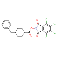 Chemical structure of 4,5,6,7-tetrachloro-1,3-dioxo-2,3-dihydro-1H-isoindol-2-yl 4-benzylcyclohexane-1-carboxylate - CSSB20270035521