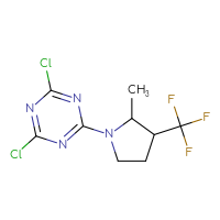 Chemical structure of 2,4-dichloro-6-[2-methyl-3-(trifluoromethyl)pyrrolidin-1-yl]-1,3,5-triazine - CSSB21332153180
